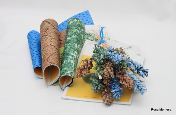 Flores con revistas Ecoembes por Rosa Montesa