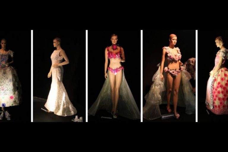 Vestidos con material reciclado por Rosa Montesa