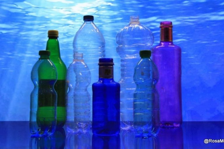 Botellas de plástico en el mar Por Rosa Montesa