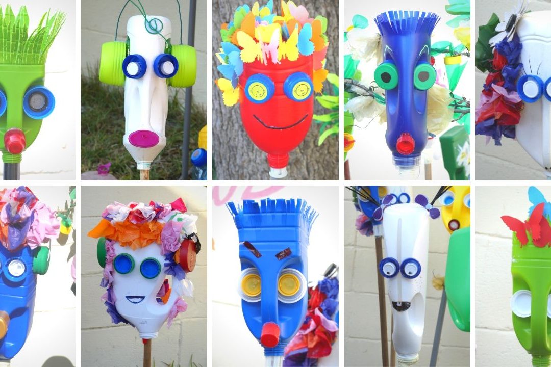 Ninots de falla con garrafas de plástico