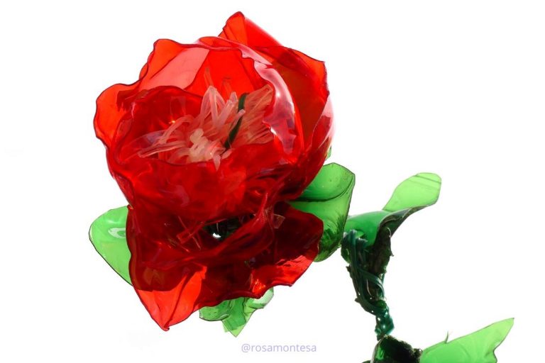 Flores con plástico reciclado