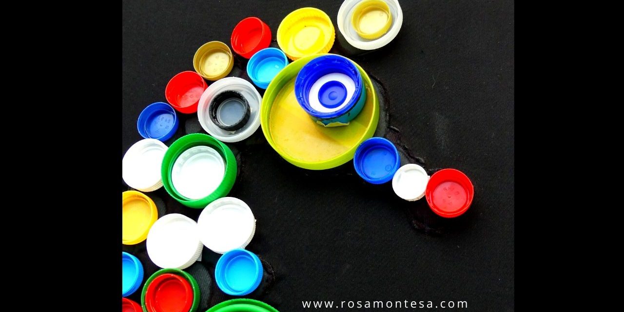 Caballito de mar con tapones reciclado creativo