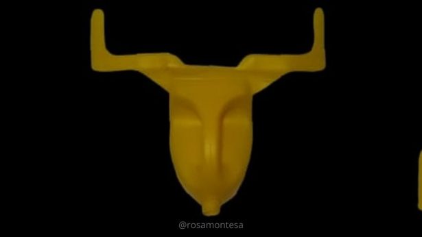 Cabeza de toro con garrafa de plástico Cabeza de toro con garrafa de plástico