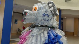 A giant dog made of recycled plastic bottles..the #BigDrawFestival at ASV